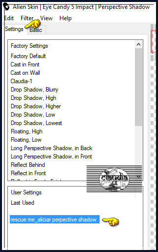 Effecten - Insteekfilters - Alien Skin Eye Candy 5 : Impact - Perspective Shadow :