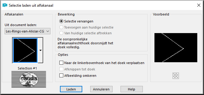 Selecties - Selectie laden/opslaan - Selectie laden uit alfakanaal : Selection #1