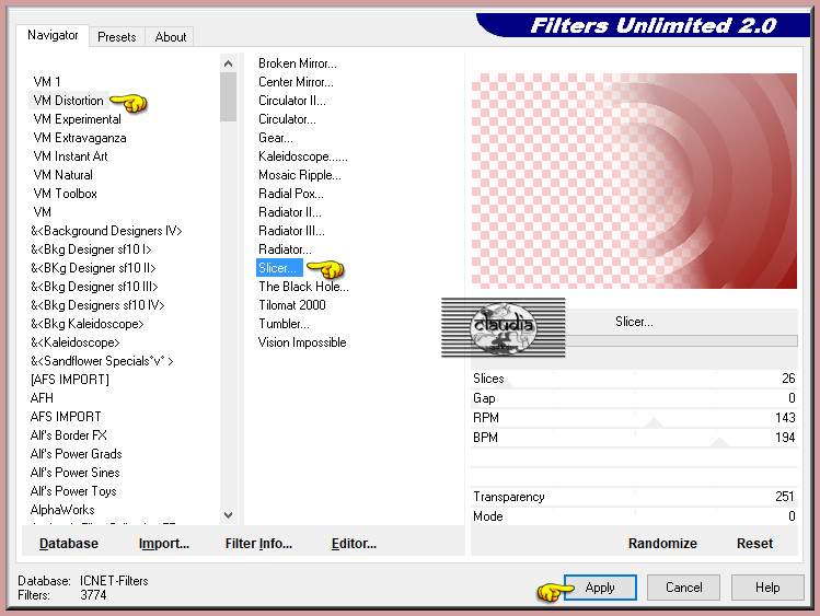 Effecten - Insteekfilters - <I.C.NET Software> - Filters Unlimited 2.0 - VM Distortion - Slicer