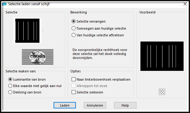 Selecties - Selectie laden/opslaan - Selectie laden vanaf schijf : sel161_aliciar