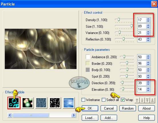 Instellingen filter Ulead Effects - Particle