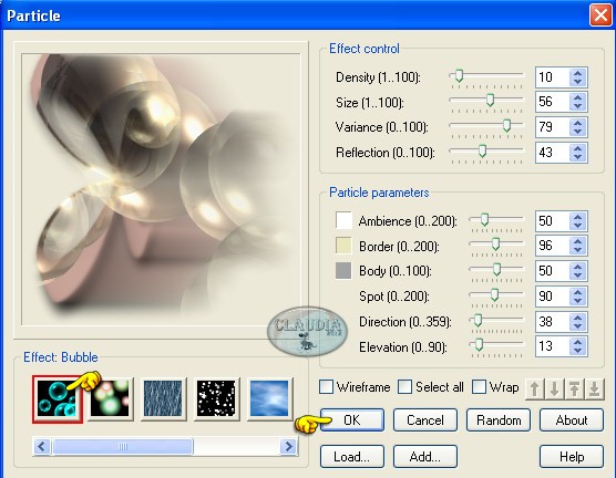 Instellingen filter Ulead Effects - Particle