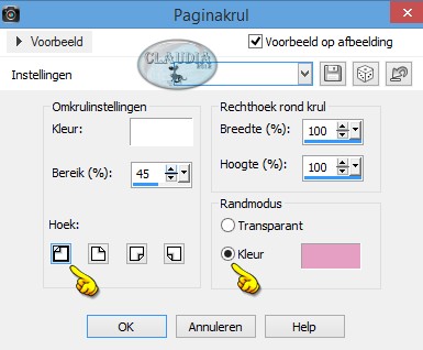 Instellingen Afbeeldingseffect - Paginakrul