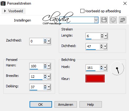 Instellingen Penseelstreken