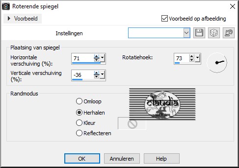 Instellingen Roterende Spiegel 