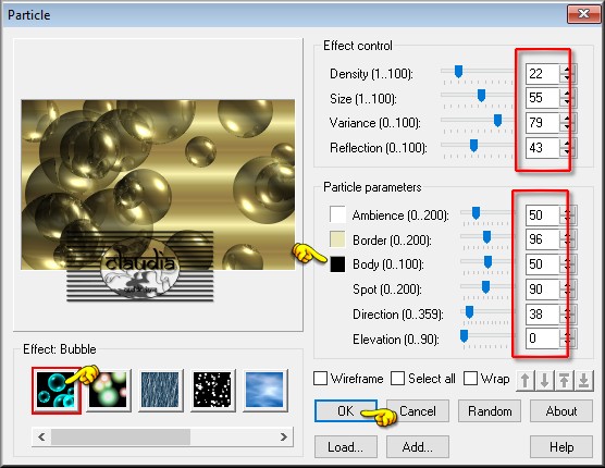 Instellingen filter Ulead Effects - Particle 