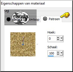 Ga naar het Kleurenpallet en zet de Achtergrondkleur op het Patroon "goldfill2" (zelfde instellingen als het ander patroon)