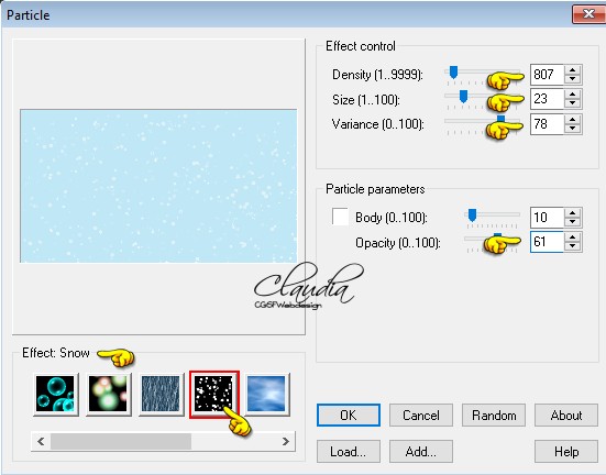 Instellingen filter Ulead Effects - Particle 