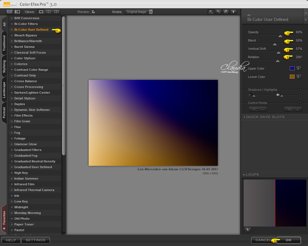 Instellingen filter Nik Software - Color Efex 3.0 Complete