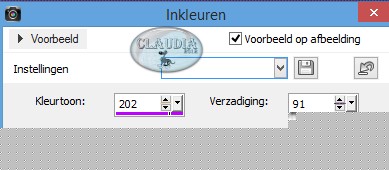 Instellingen Kleurtoon en Verzadiging - Inkleuren