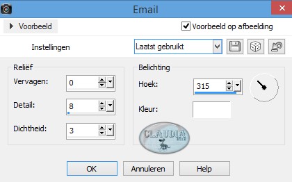 Instellingen Artistiek effect - Email 