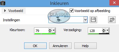 Instellingen Kleurtoon en Verzadiging - Inkleuren