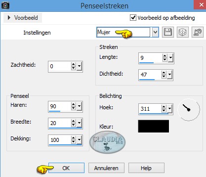 Instellingen Kunstzinnige effect - Penseelstreken