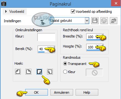 Instellingen Afbeeldingseffect - Paginakrul