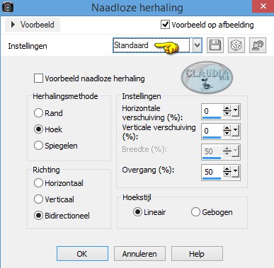 Instellingen Afbeeldingseffect - Naadloze herhaling