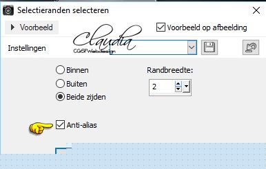Instellingen Selectieranden selecteren