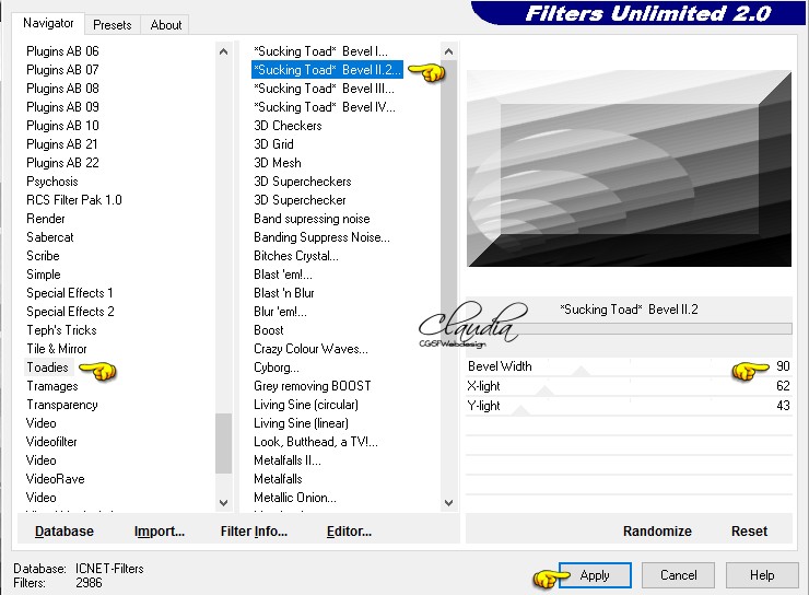 Instellingen filter Toadies - *Sucking Toad* Bevel II.2... 