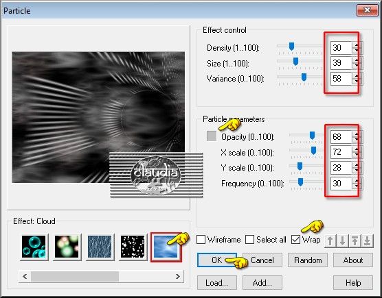 Instellingen filter Ulead Effects - Particle