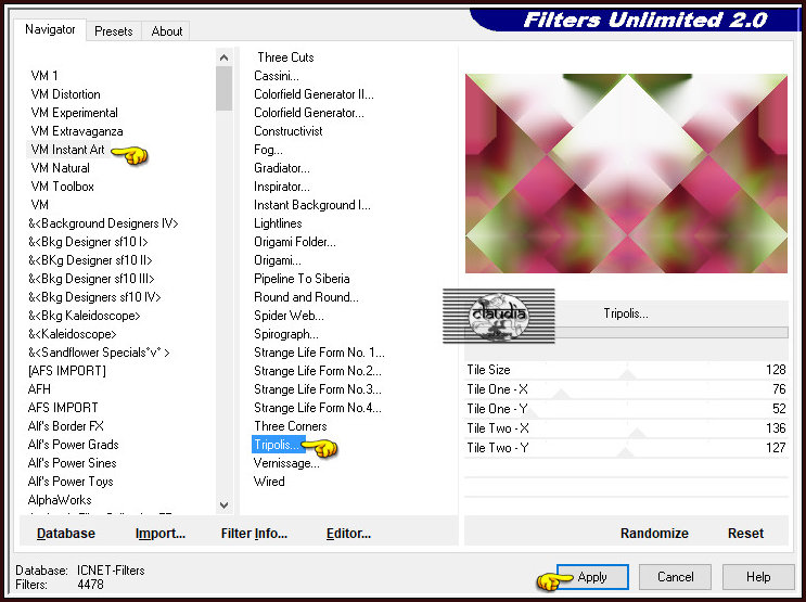Effecten - Insteekfilters - <I.C.NET Software> - Filters Unlimited 2.0 - VM Instant Art - Tripolis