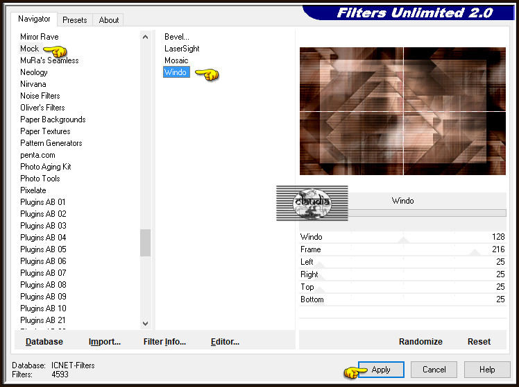 Effecten - Insteekfilters - <I.C.NET Software> - Filters Unlimited 2.0 - Mock - Windo