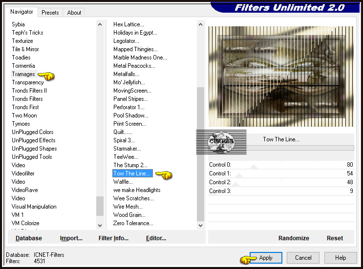 Effecten - Insteekfilters - <I.C.NET Software> - Filters Unlimited 2.0 - Tramages - Tow The Line