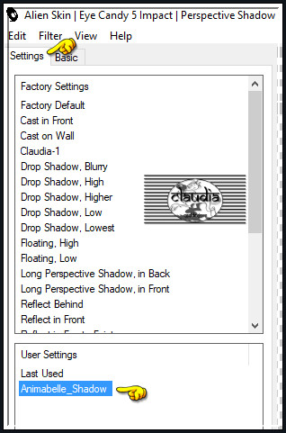 Effecten - Insteekfilters - Alien Skin Eye Candy 5 : Impact - Perspective Shadow