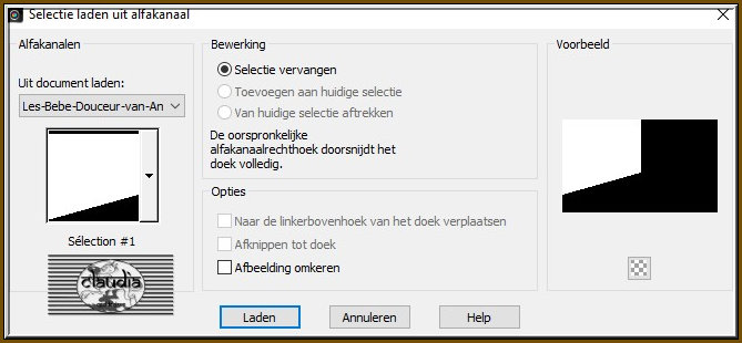 Selecties - Selectie laden/opslaan - Selectie laden uit alfakanaal : Sélection #1