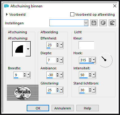 Effecten - 3D-Effecten - Afschuining binnen