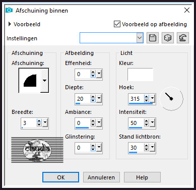 Effecten - 3D-Effecten - Afschuining binnen