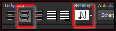 Zorg er wel voor dat de instellingen "Uitlijning" en "Richting" zo staan zoals op het voorbeeld