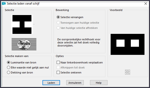 Selecties - Selectie laden/opslaan - Selectie laden vanaf schijf : Sel1_Cassandre_Animabelle