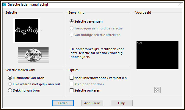 Selecties - Selectie laden/opslaan - Selectie laden vanaf schijf : Sel2_Chalut_Animabelle