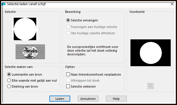 Selecties - Selectie laden/opslaan - Selectie laden vanaf schijf : Sel1_Chalut_Animabelle
