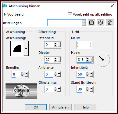 Effecten - 3D-Effecten - Afschuining binnen 