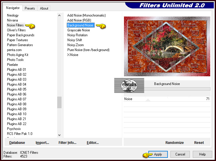 Effecten - Insteekfilters - <I.C.NET Software> - Filters Unlimited 2.0 - Noise Filters - Background Noise