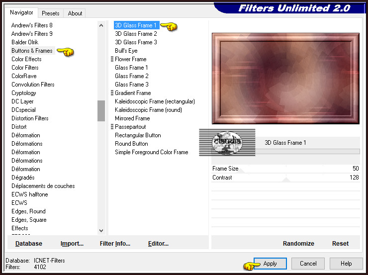 Effecten - Insteekfilters - <I.C.NET Software> - Filters Unlimited 2.0 - Buttons & Frames - 3D Glass Frame 1