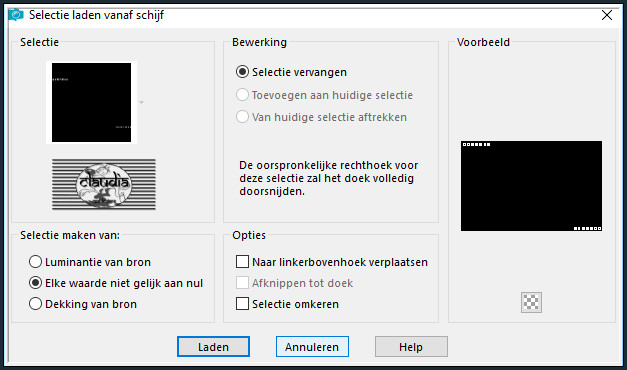 Selecties - Selectie laden/opslaan - Selectie laden vanaf schijf : Sel4_Clemence_Animabelle