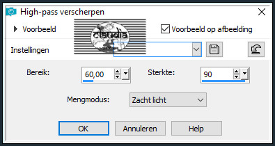 Aanpassen - Scherpte - High-pass verscherpen 