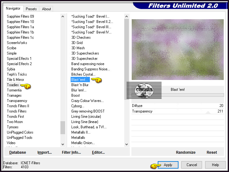 Effecten - Insteekfilters - <I.C.NET Software> - Filters Unlimited 2.0 - Toadies - Blast 'em!