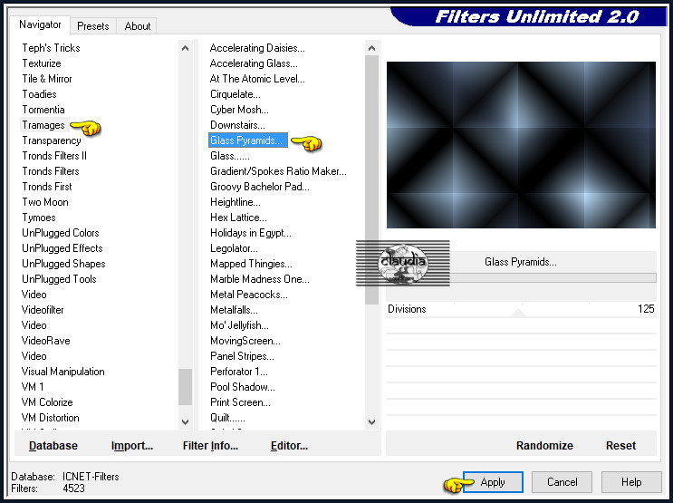 Effecten - Insteekfilters - <I.C.NET Software> - Filters Unlimited 2.0 - Tramages - Glass Pyramids