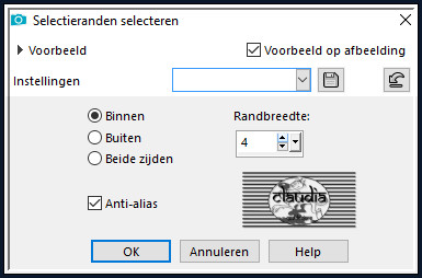 Selecties - Wijzigen - Selectieranden selecteren