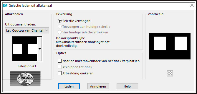 Selecties - Selectie laden/opslaan - Selectie laden uit alfakanaal : Sélection #1