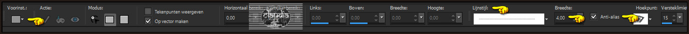 En zet dan tot slot de Breedte op 4 