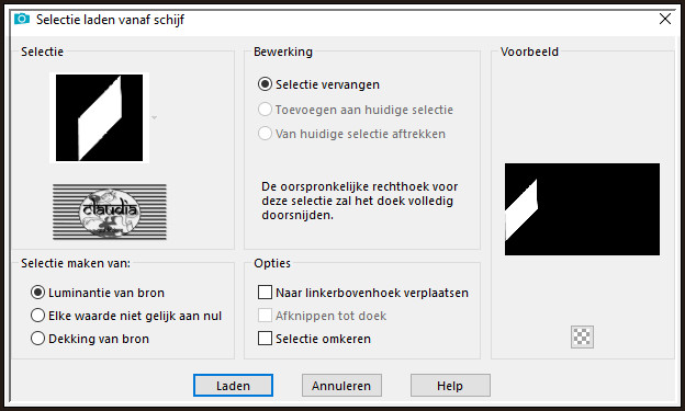 Selecties - Selectie laden/opslaan - Selectie laden vanaf schijf : Sel1_Csiza_Animabelle