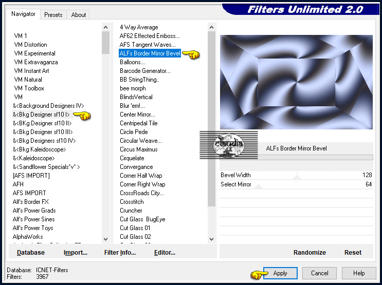 Effecten - Insteekfilters - <I.C.NET Software> - Filters Unlimited 2.0 - &<Bkg Designer sf10 I> - Alf's Border Mirror Bevel