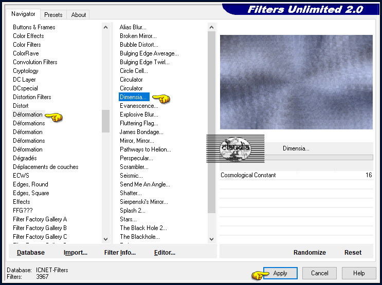 Effecten - Insteekfilters - <I.C.NET Software> - Filters Unlimited 2.0 - Déformation - Dimensia