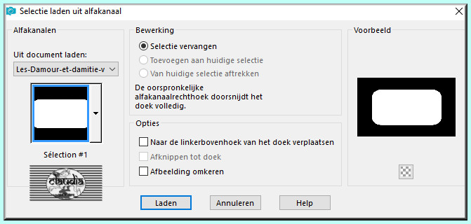 Selecties - Selectie laden/opslaan - Selectie laden uit alfakanaal : Sélection #1 