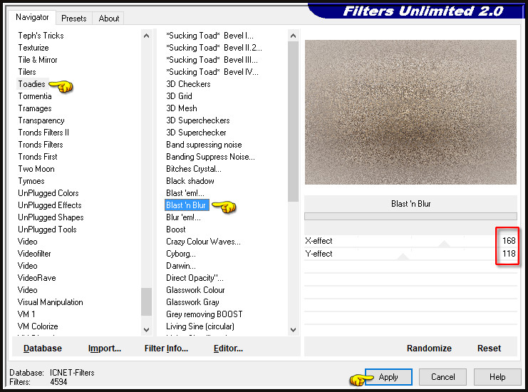 Effecten - Insteekfilters - <I.C.NET Software> - Filters Unlimited 2.0 - Toadies - Blast'n Blur