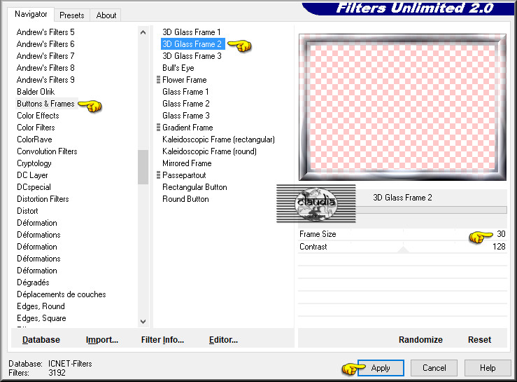 Effecten - Insteekfilters - <I.C.NET Software> - Filters Unlimited 2.0 - Buttons & Frames - 3D Glass Frame 2