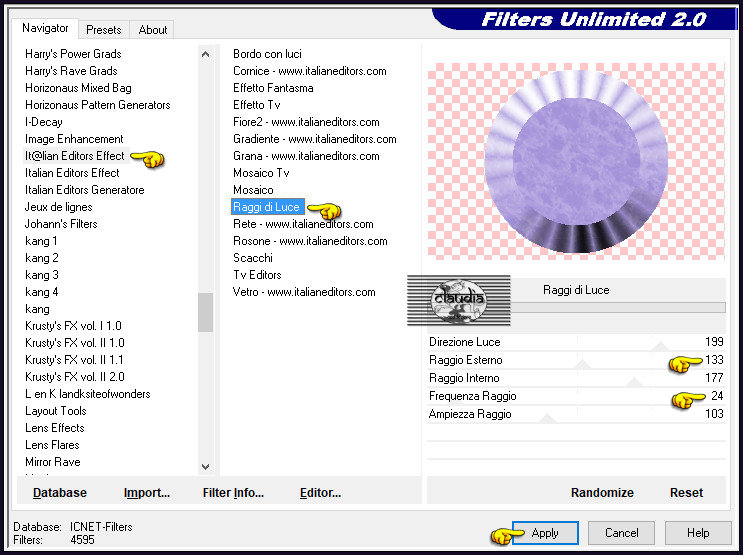 Effecten - Insteekfilters - <I.C.NET Software> - Filters Unlimited 2.0 - It@lian Editors Effect - Raggi di Luce